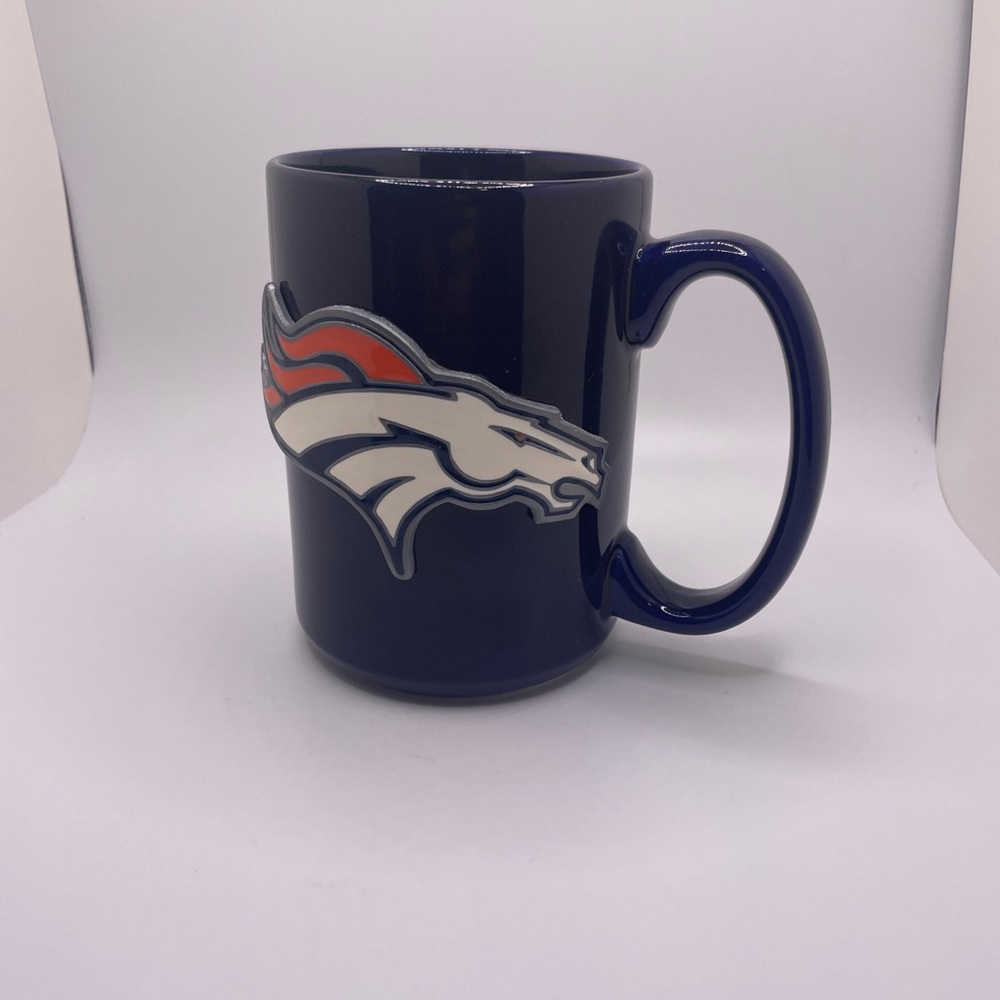 Denver Broncos Ceramic Coffee Mug with Raised Pewter Logo
